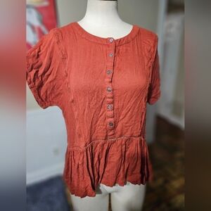 Blue Rain Button Up Top Large